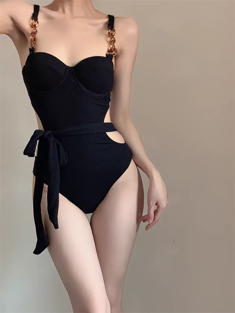 Midnight Chain Cutout One-Piece Swimsuit